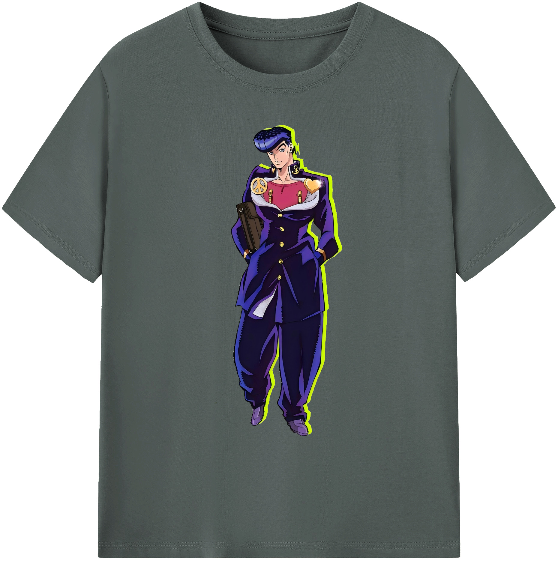 （画像用） ジョジョの奇妙な冒険 ひがしかた じょうすけ JoJo's Bizarre Adventure Higashikata Josuke 綿100％ メンズ半袖Tシャツ｜肌触りやわらか＆通気性